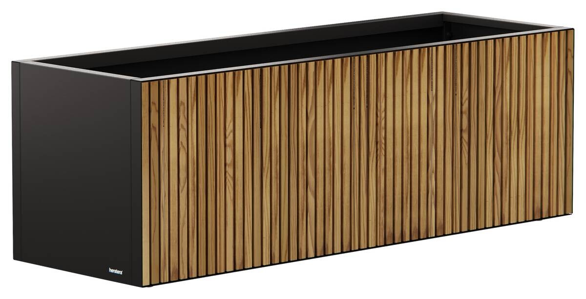 Herstera Garden Pflanzkübel Deco Planter schwarz Metall B/H/L: ca. 150x50x50 cm