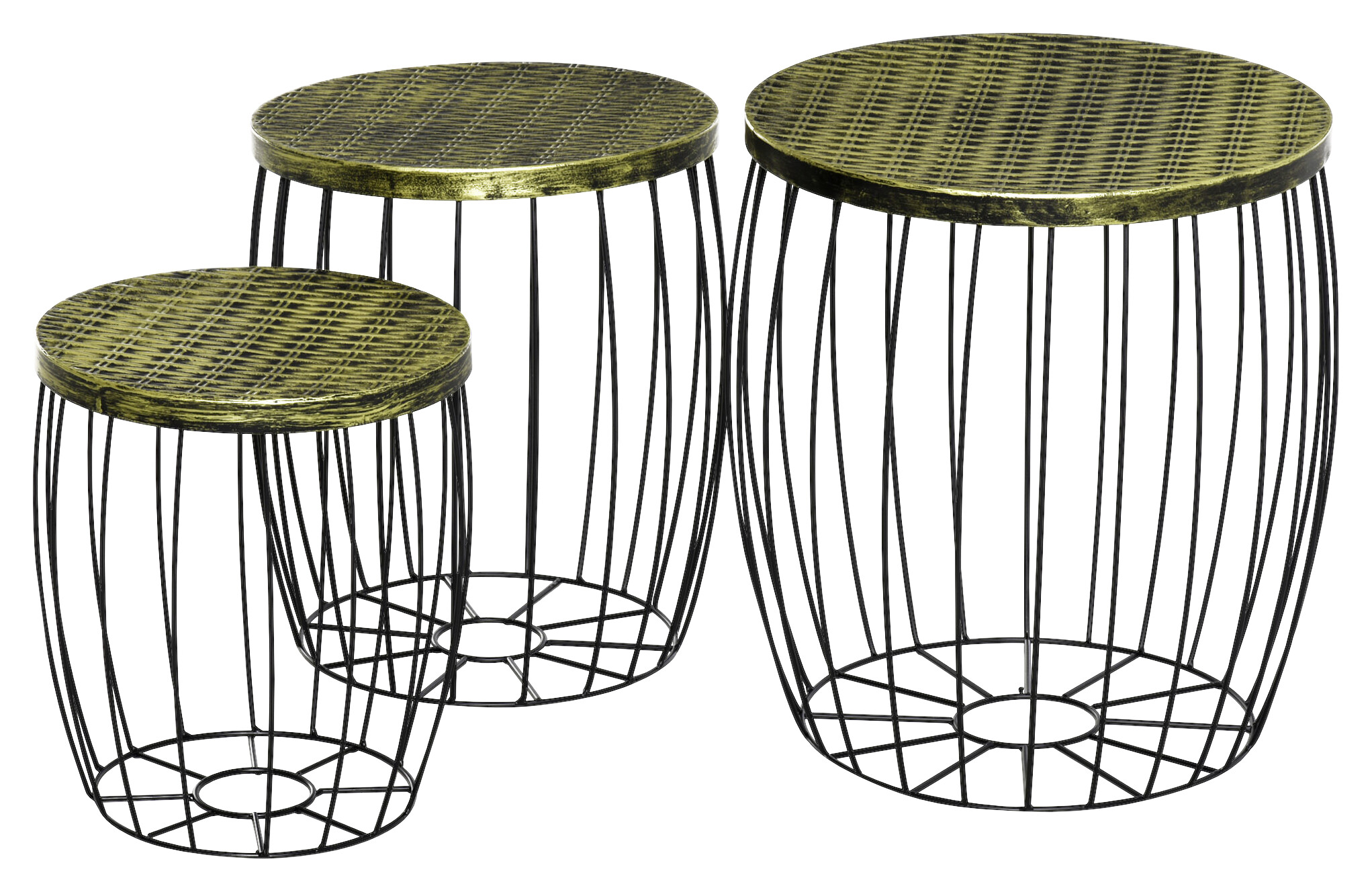 Outsunny Beistelltisch-Set schwarz Metall H/D: ca. 41x38 cm