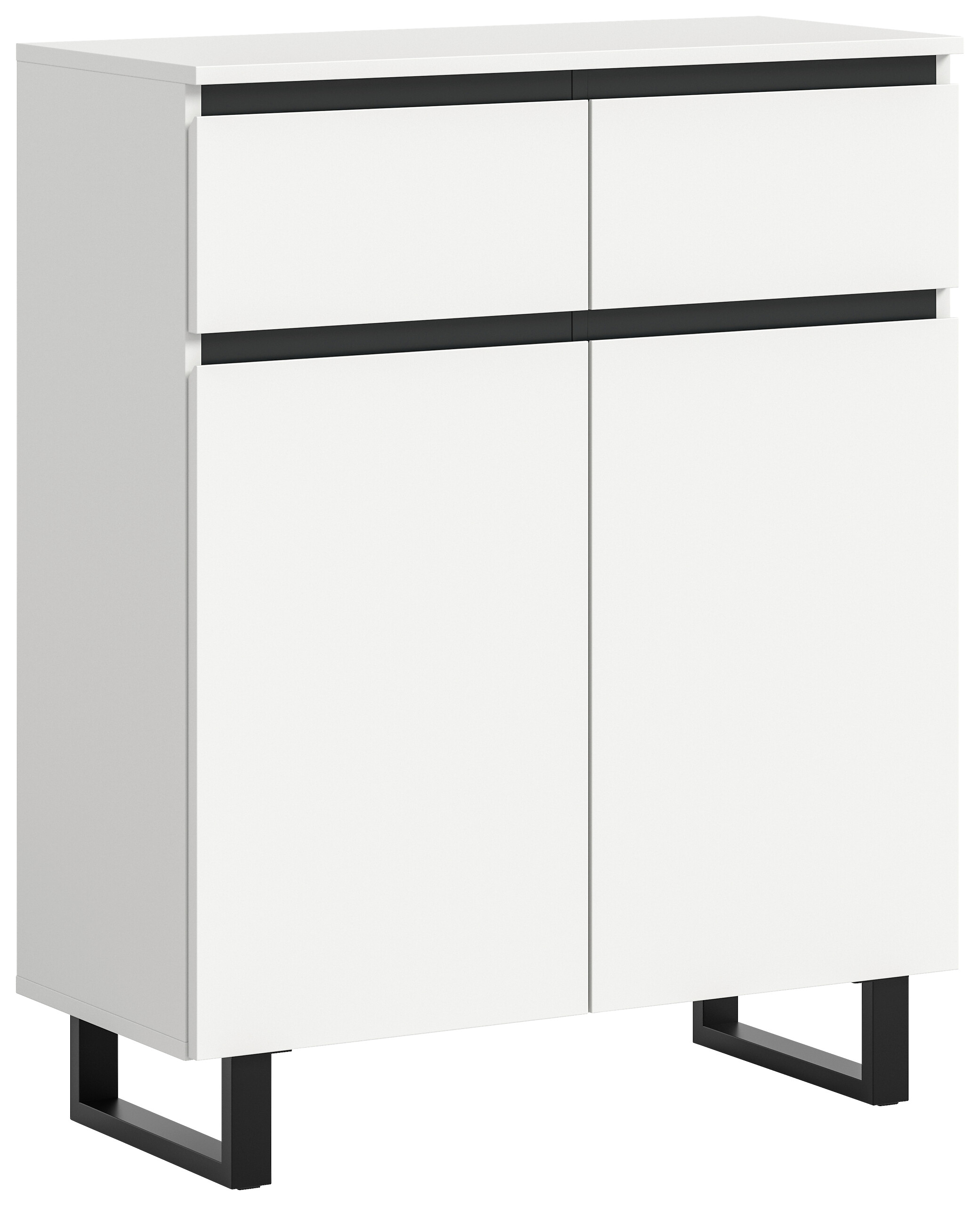 Kommode Tomasa weiß schwarz B/H/T: ca. 80x99x36 cm
