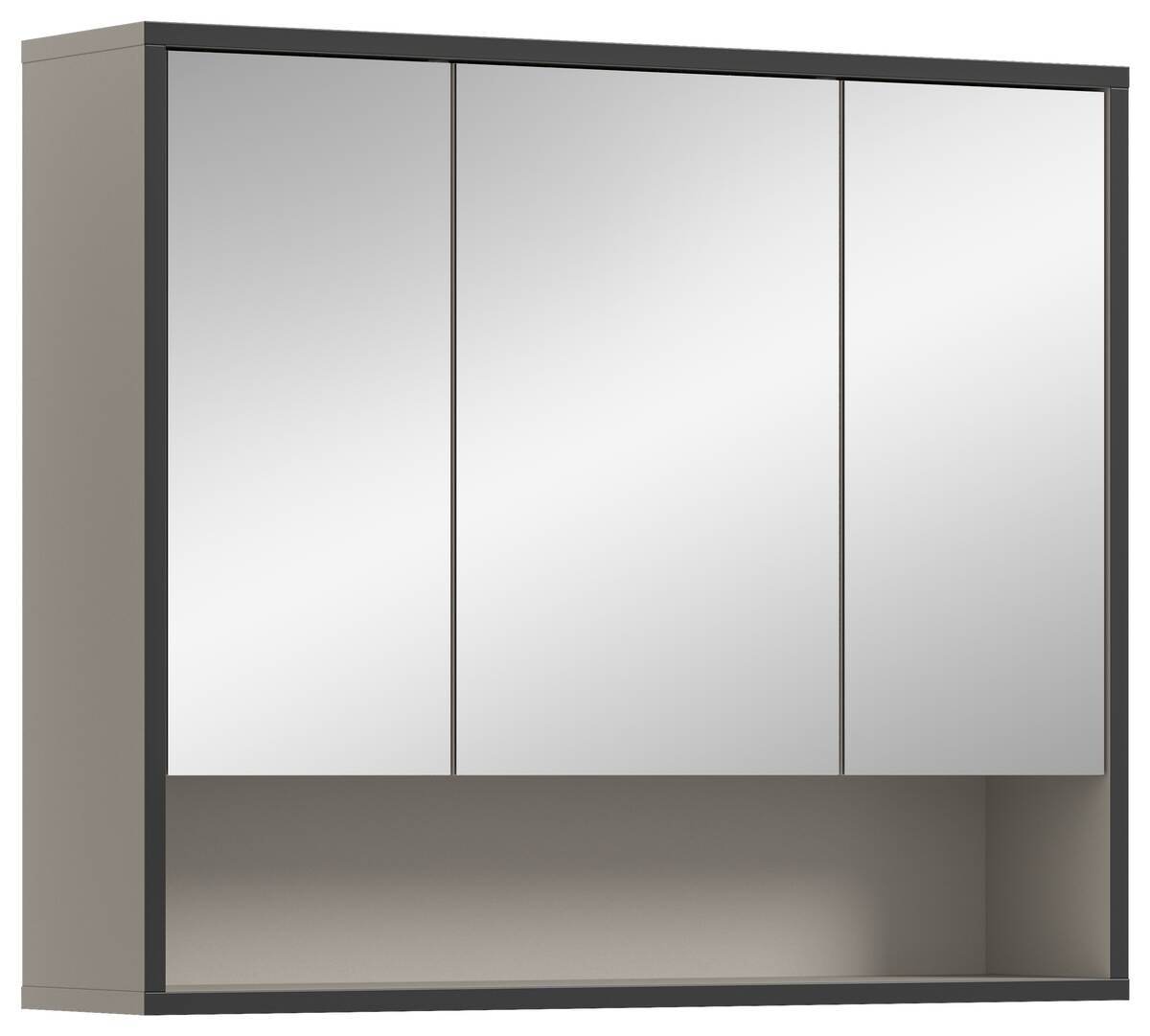 Spiegelschrank BAGNO schwarz Kaschmirgrau Nachbildung B/H/T: ca. 80x68x19 cm