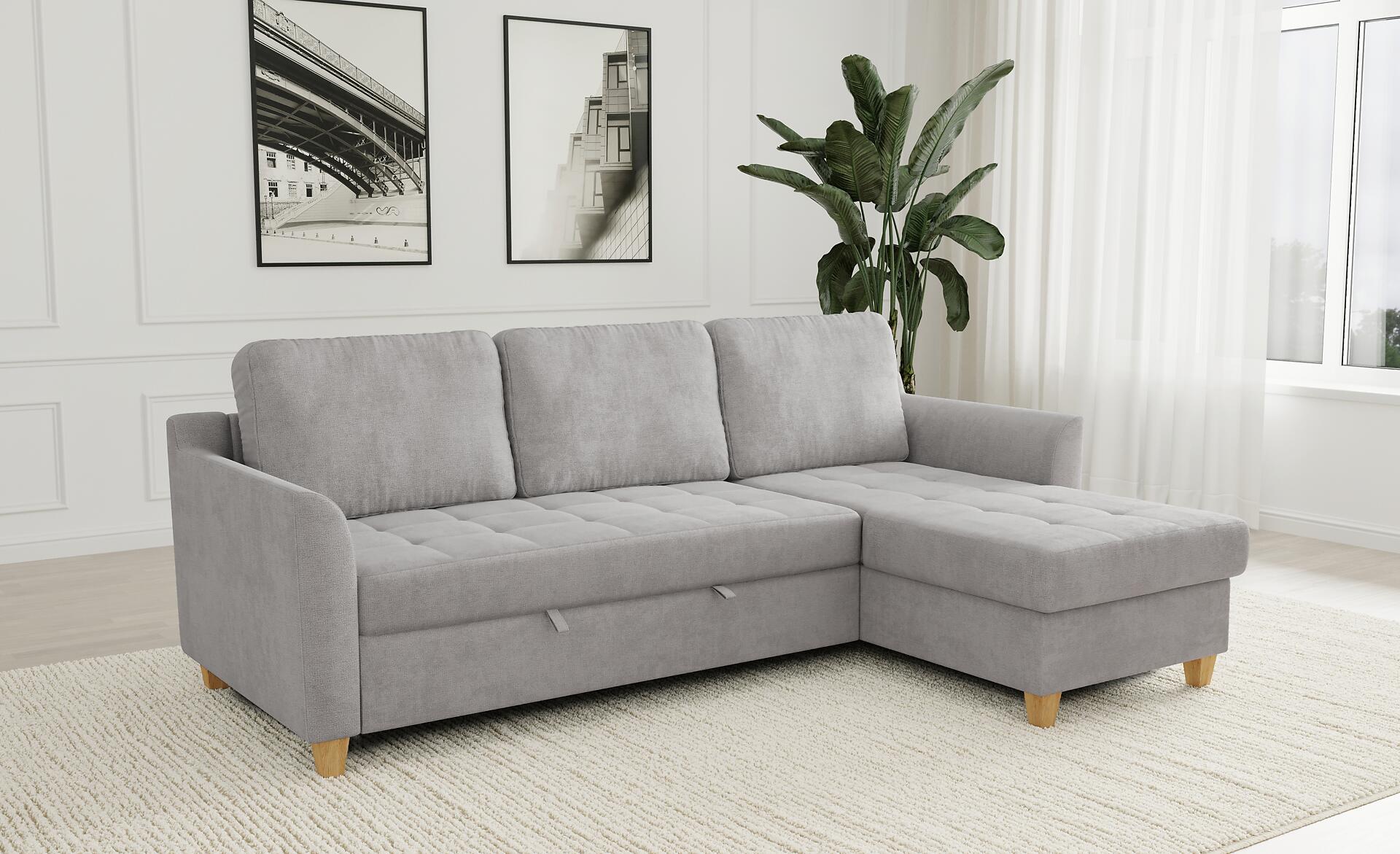 Ecksofa mit Bettfunktion und Bettkasten Ashgrey Microfaser B/H/T: ca. 231x86x150 cm Ecksofa mit Bettfunktion und Bettkasten Ashgrey Microfaser B/H/T: ca. 231x86x150 cm