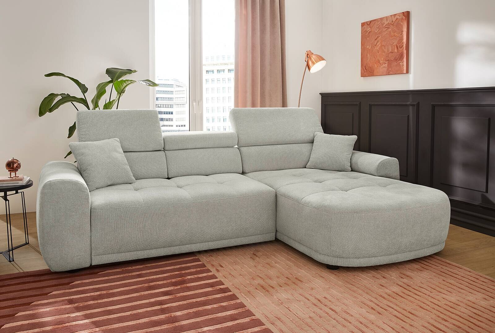 Ecksofa hellgrau Microfaser B/T: ca. 280x186 cm