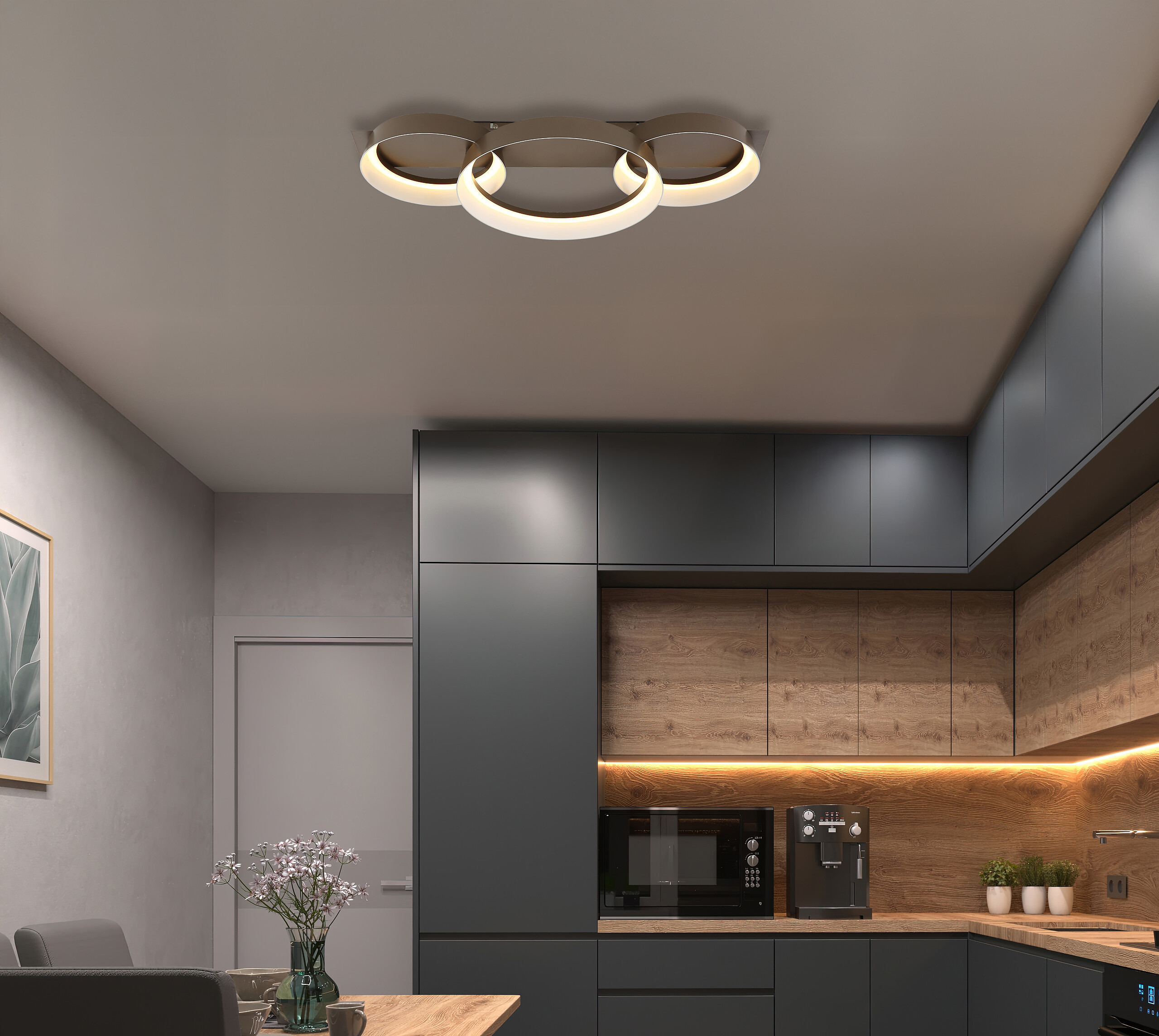 GLOBO Deckenleuchte kaffee Opal Kunststoff Metall B/H/L: ca. 35x12x70 cm 1 Brennstellen