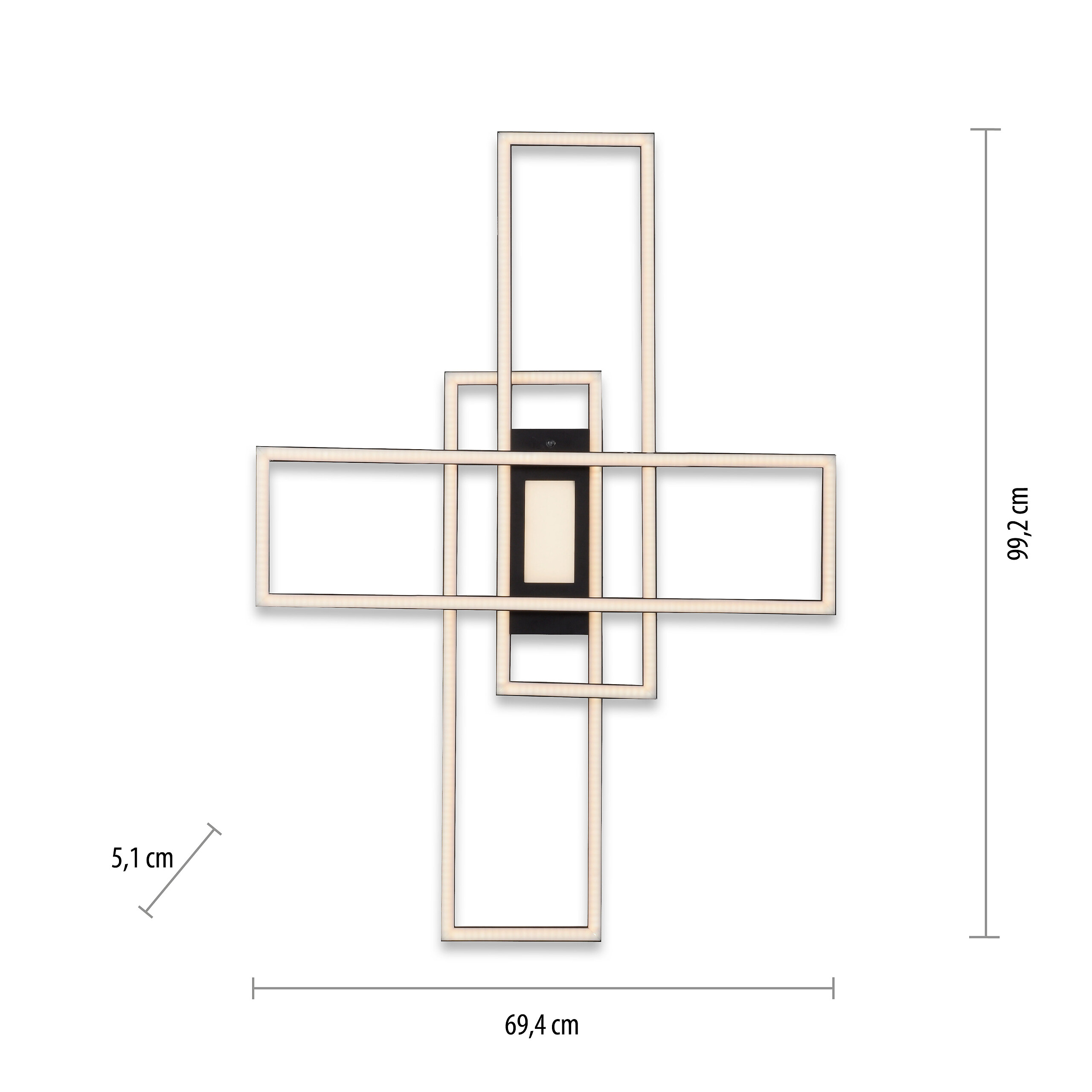 Just Light Deckenleuchte Asmin schwarz Aluminium B/H/T: ca. 99x5x69 cm