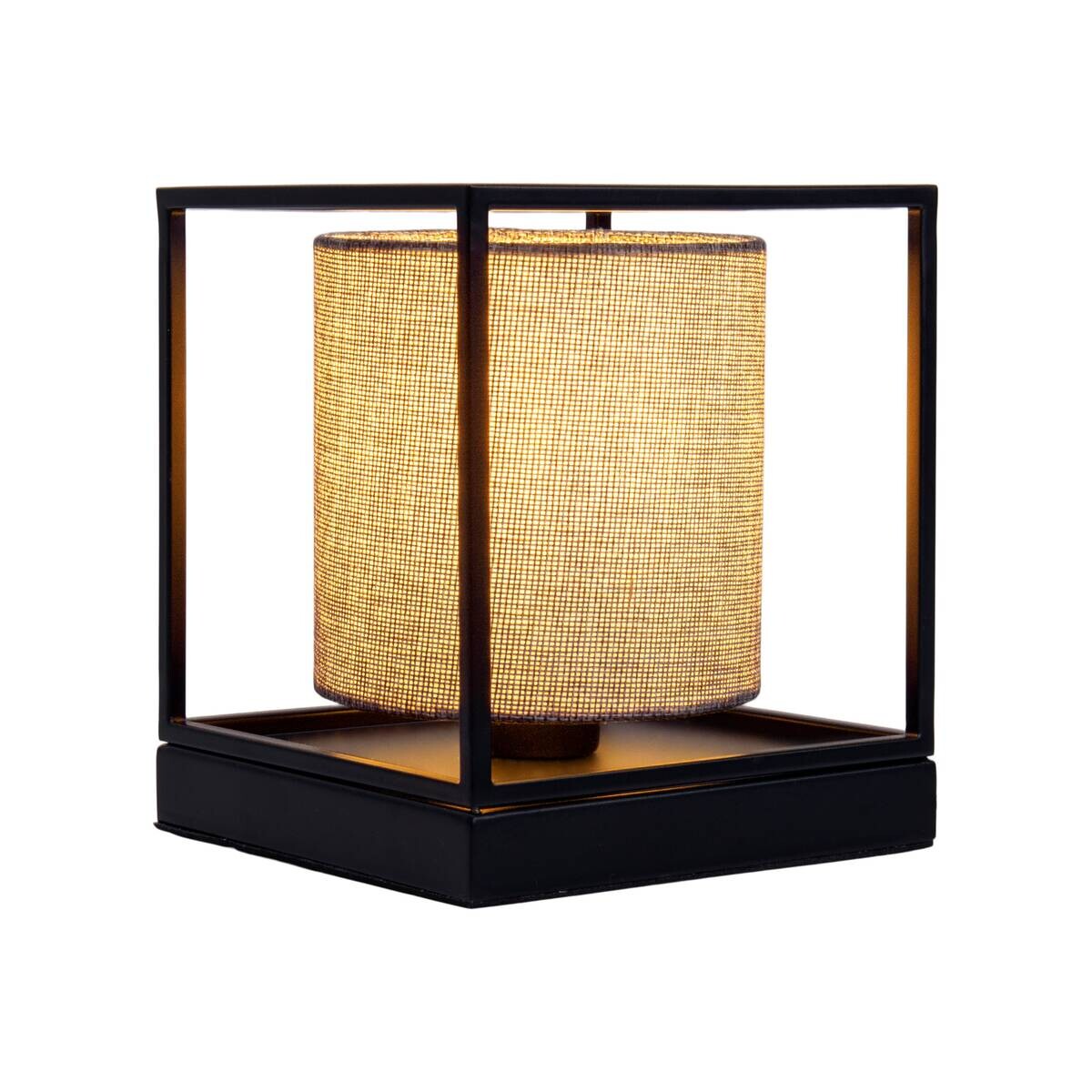 Näve Leuchten Tischleuchte 3190516 grau Metall Textil B/H/T: ca. 15x17x15 cm E14 1 Brennstellen