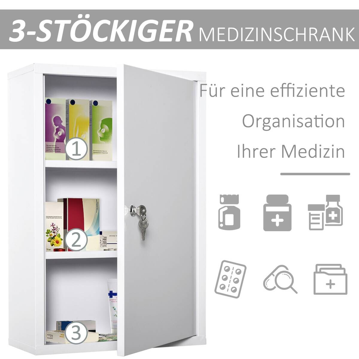 Medizinschrank weiß Polypropylen B/H/L: ca. 18x40x60 cm