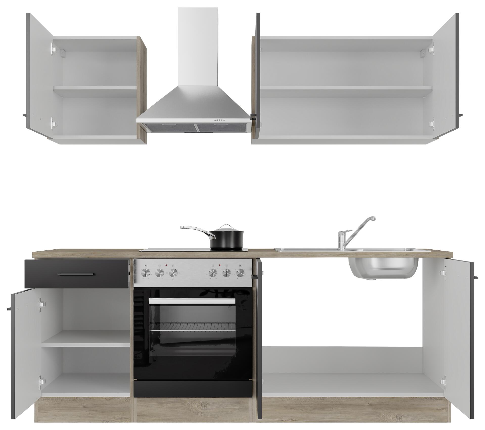 Küchenblock Capri schwarz matt B/H/T: ca. 210x200x60 cm