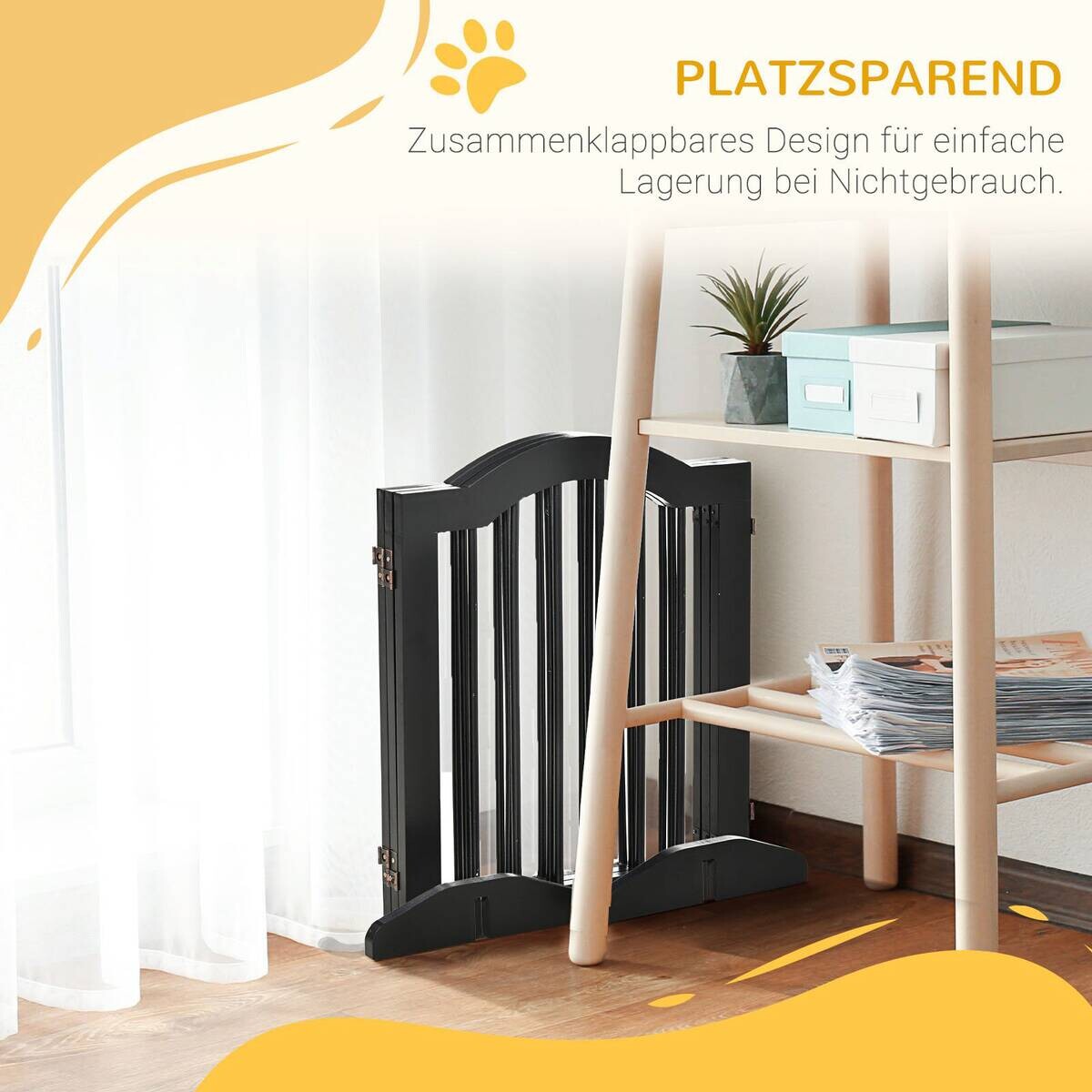 PawHut Hunde-Schutzgitter schwarz Polypropylen B/H/L: ca. 29,5x154,5x61 cm