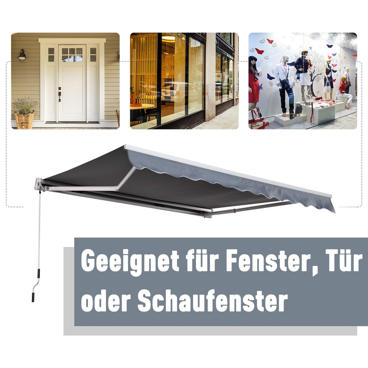 Outsunny Gelenkarmmarkise grau B/L: ca. 400x300 cm