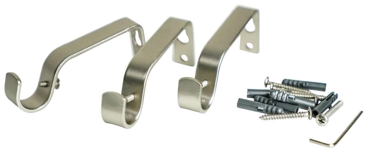 Gardinenstange Edelstahloptik Metall L: ca. 210 cm ausziehbar von ca. 120 bis 210 cm 1.0 Läufe