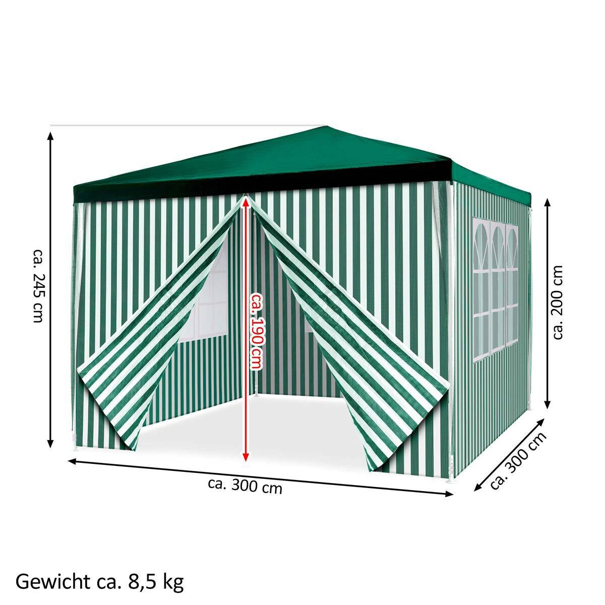 VCM Pavillon grün Polyester-Mischgewebe B/H/L: ca. 300x187x300 cm