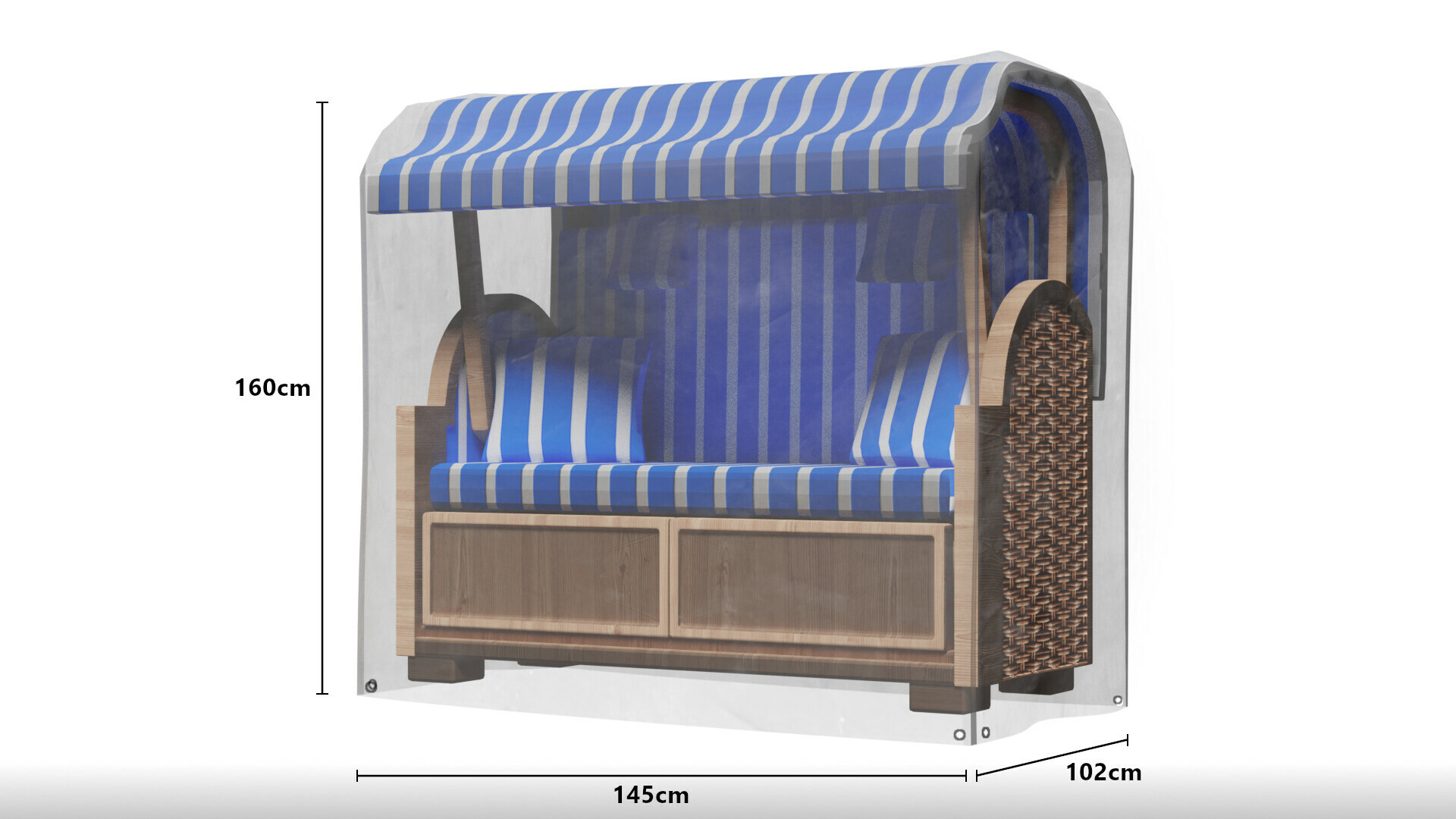Grasekamp Schutzhülle für Strandkorb XL transparent Kunststoff B/H/L: ca. 102x160x145 cm