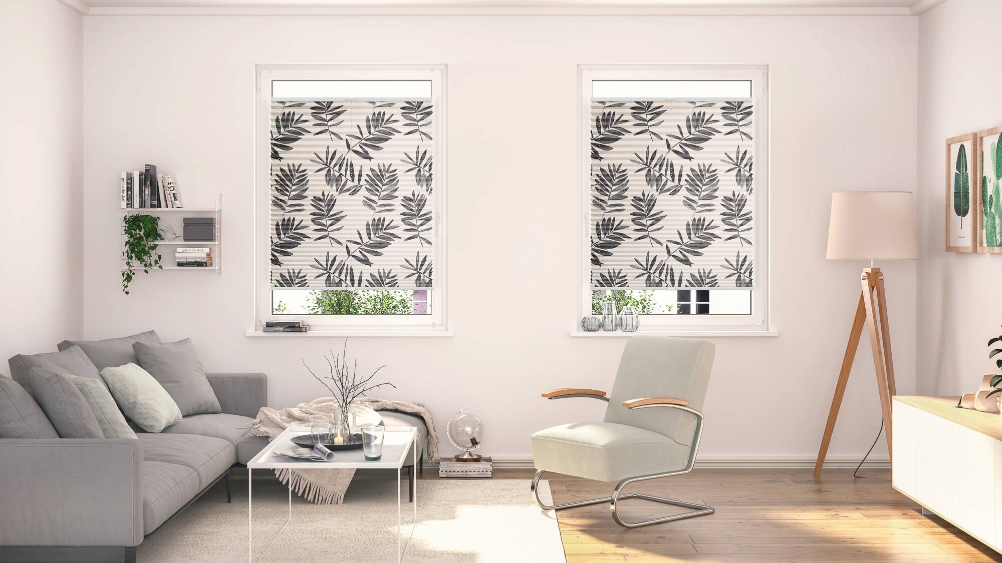 LICHTBLICK Spannplissee Black Watercolor schwarz B/L: ca. 60x130 cm