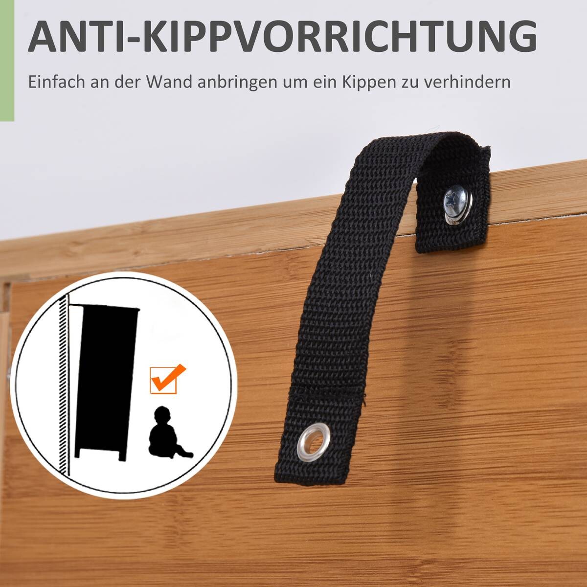 Badezimmerschrank natur Bambus B/H/L: ca. 26x92x50 cm