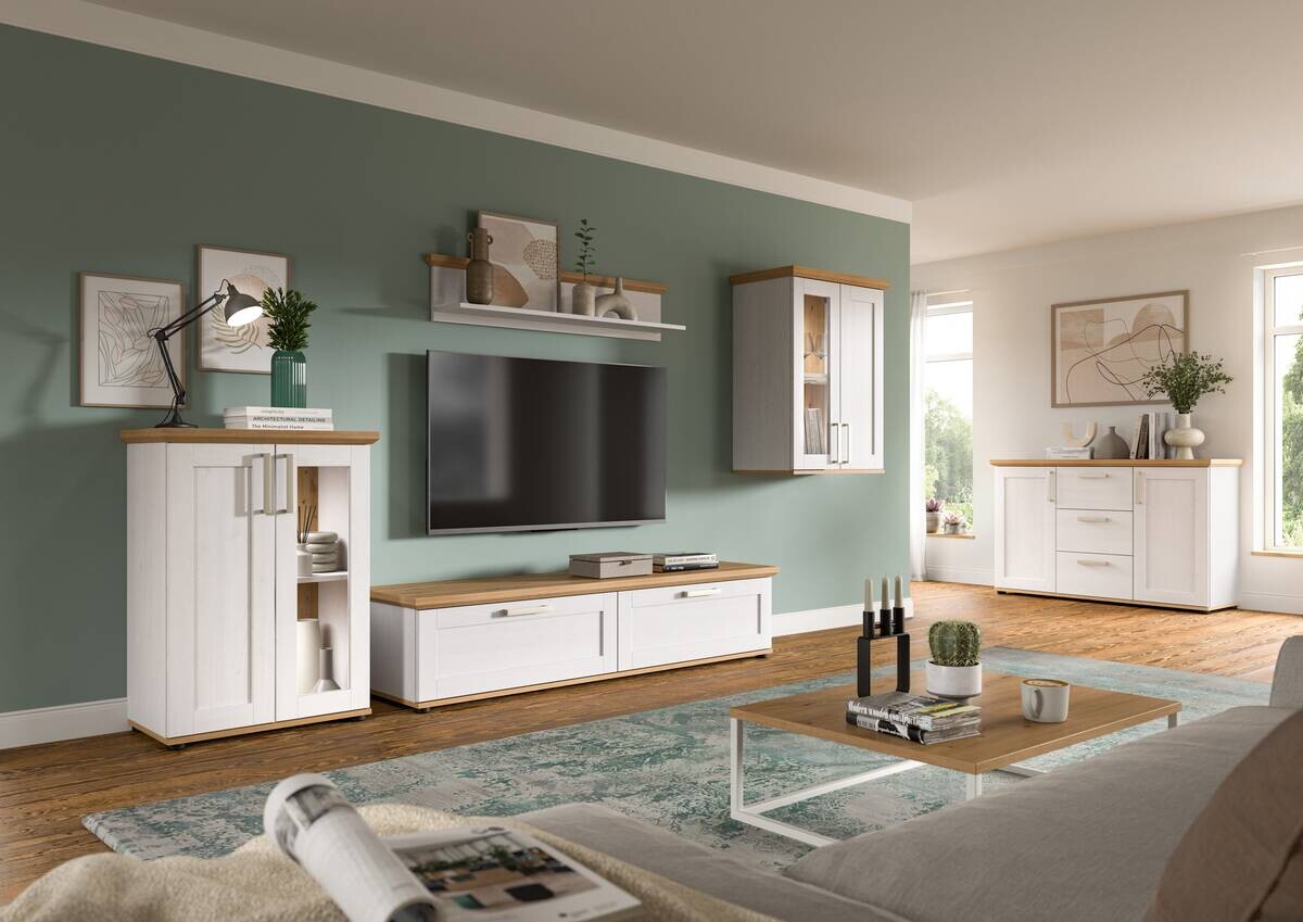 Vitrinenschrank VERONA Lärche Nachbildung Eiche Nachbildung B/H/T: ca. 64x88x37 cm