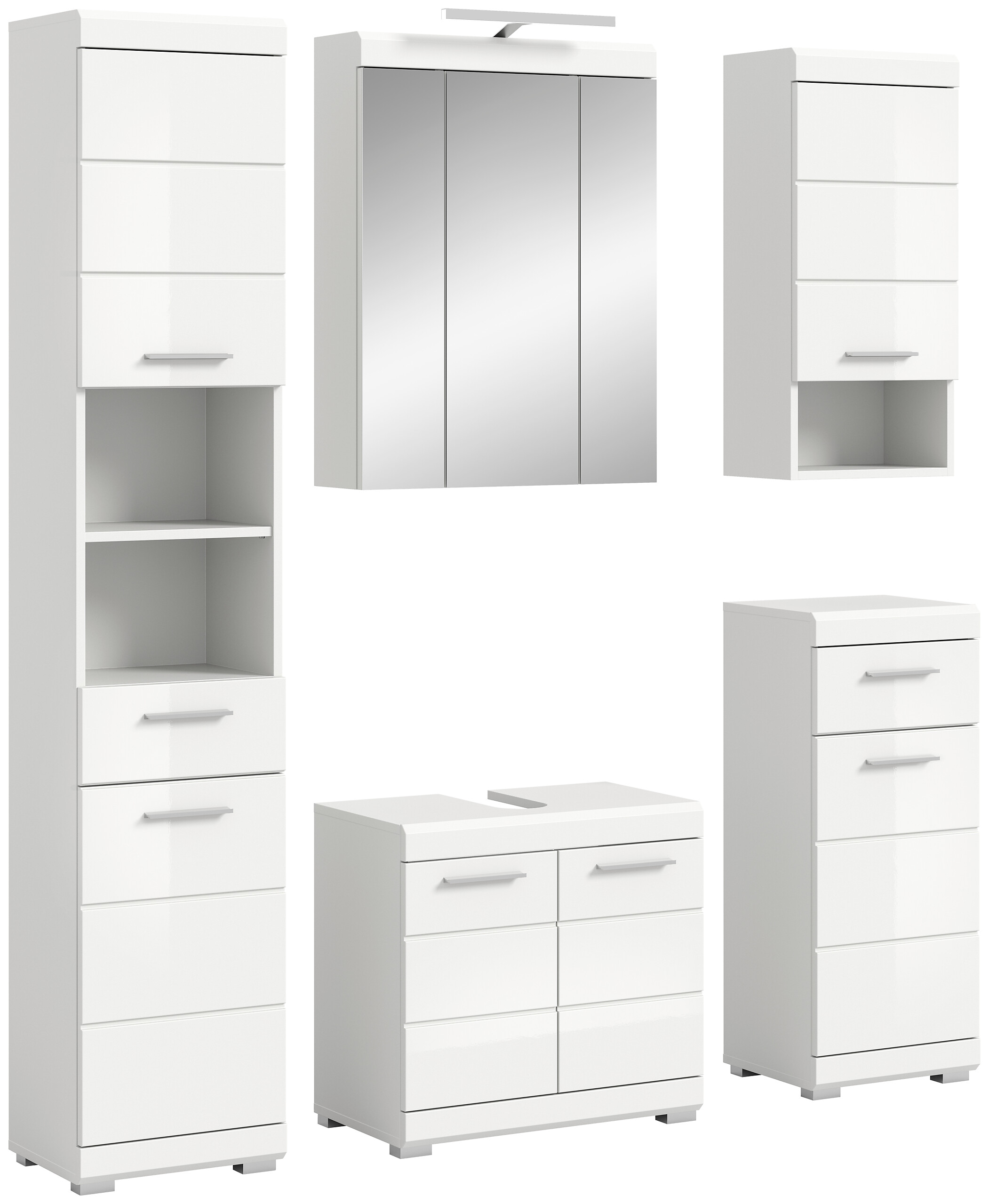 Badezimmer-Set Scout weiß weiß Hochglanz B/H/T: ca. 164x191x34 cm