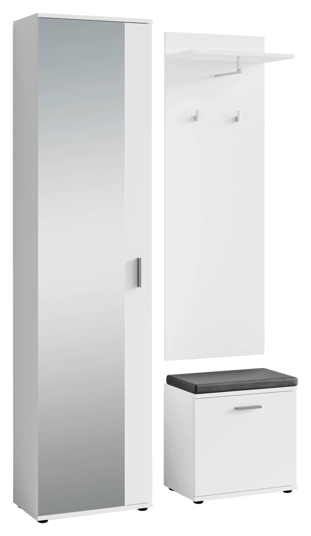 Garderobenset JAKOB Set 3-tlg. weiß schwarz