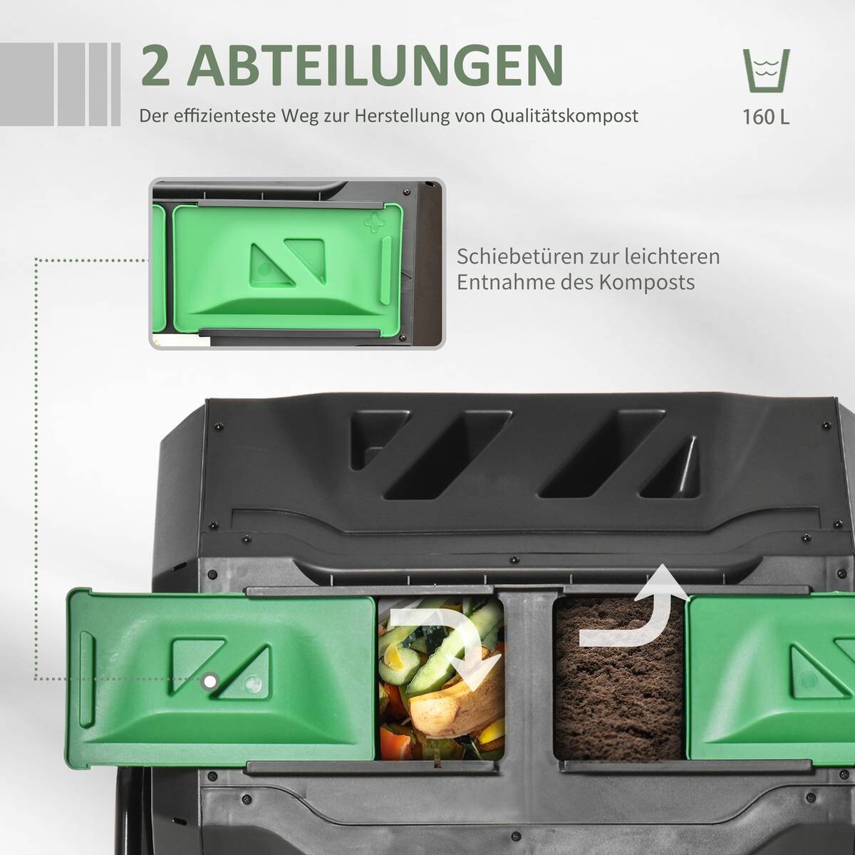 Outsunny Komposttrommel schwarz B/H/L: ca. 65x96x71 cm