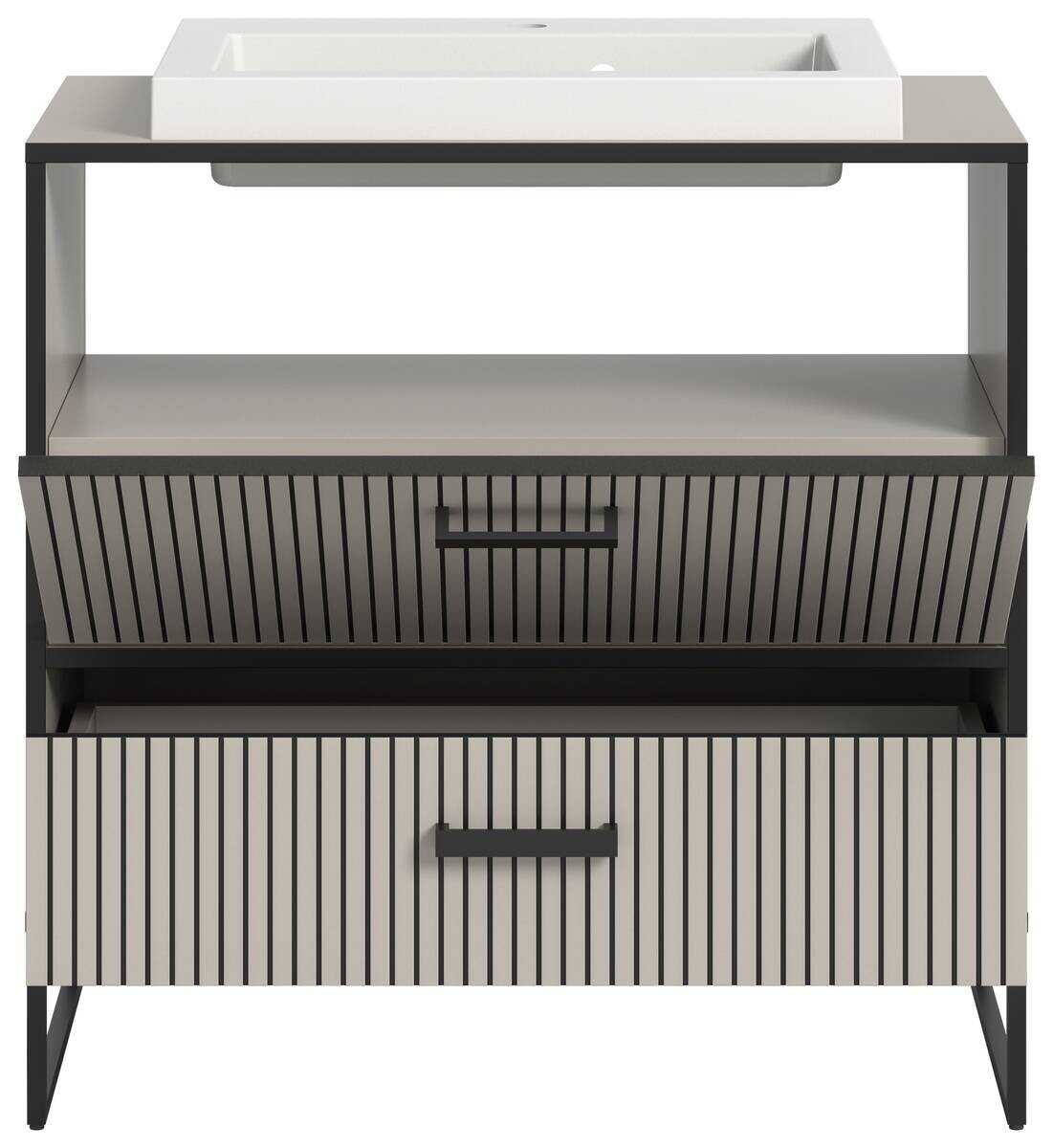 Waschplatz BAGNO schwarz Kaschmirgrau Nachbildung B/H/T: ca. 80x84x48 cm