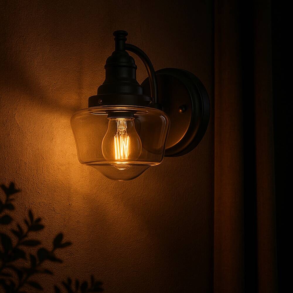 Westinghouse Außenwandleuchte Eddystone mattschwarz Glas Metall B/H/L: ca. 15x21x22 cm E27 1 Brennstellen