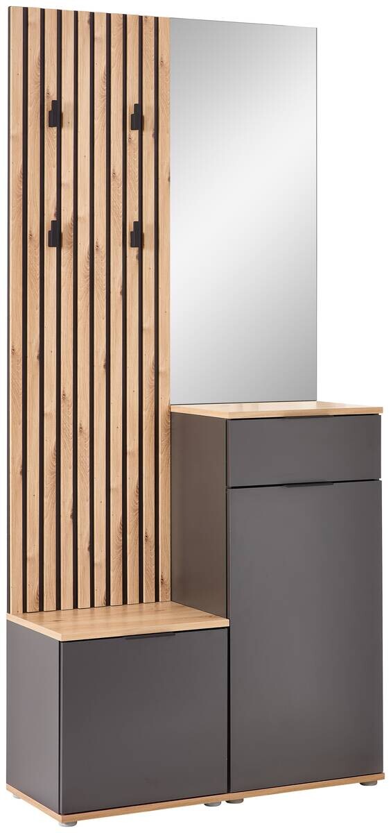 Garderobe Simple anthrazit Eiche Artisan Nachbildung B/H/T: ca. 88x195x35 cm Garderobe Simple anthrazit Eiche Artisan Nachbildung B/H/T: ca. 88x195x35 cm