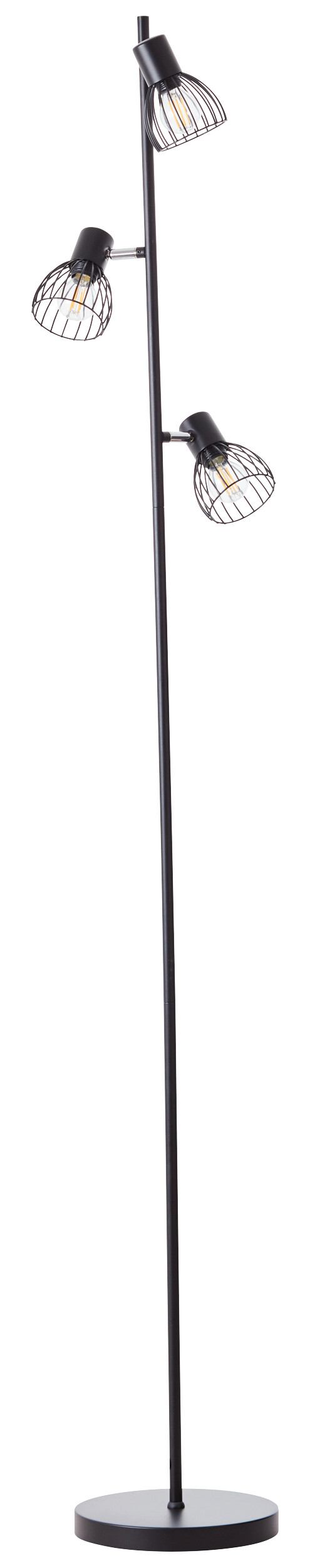 Brilliant Stehleuchte Blacky 93085/06 mattschwarz Metall B/H/T: ca. 28x162x26 cm E14 3 Brennstellen