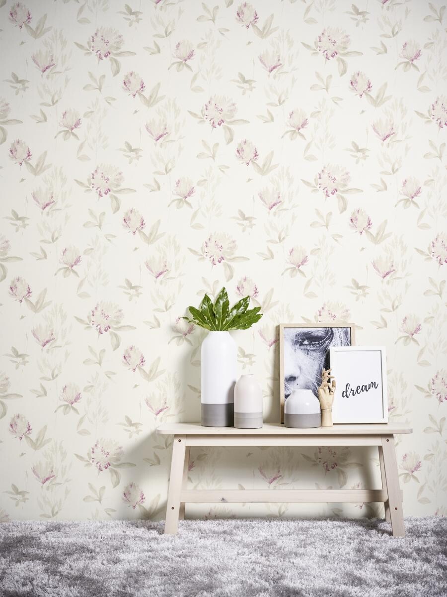 Vliestapete Blumen beige rot B/L: ca. 53x1005 cm