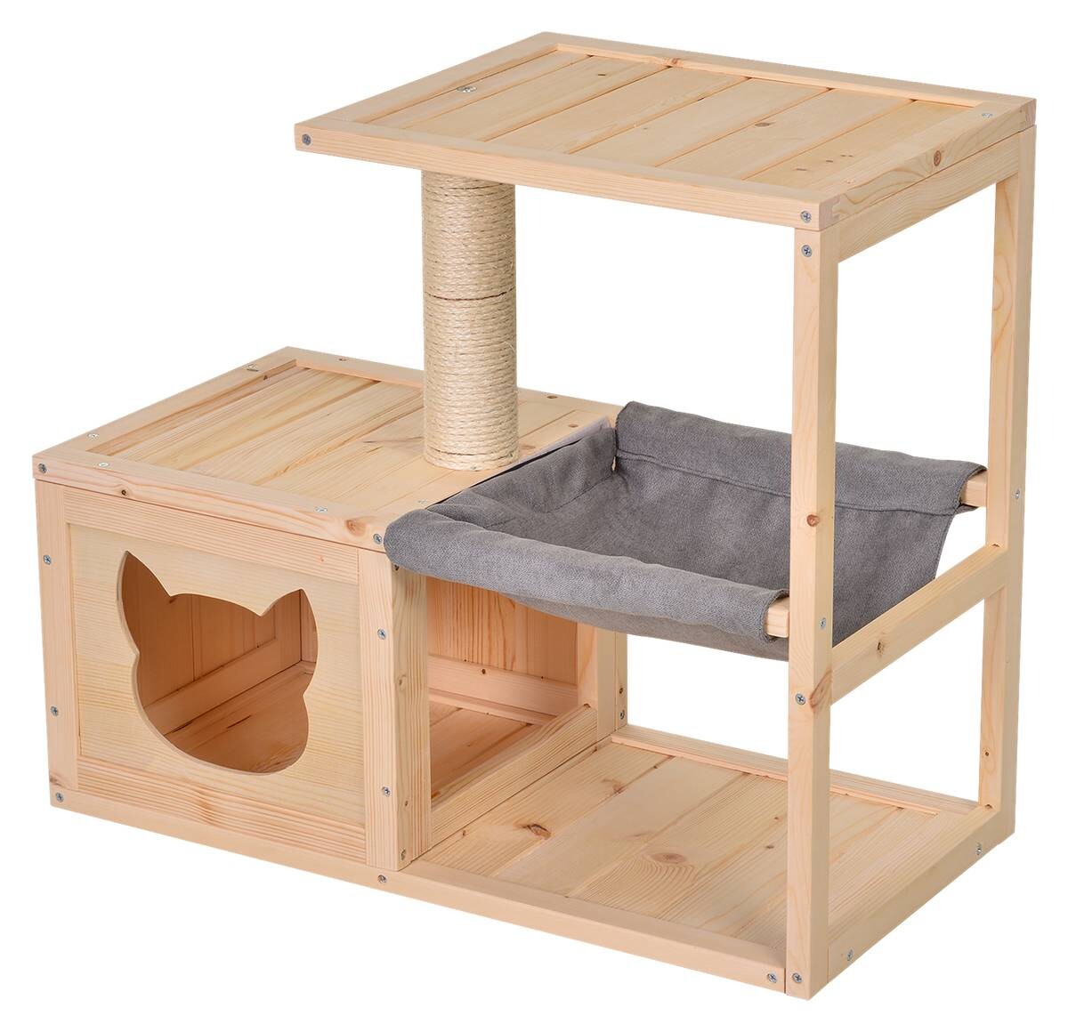 PawHut Katzenhaus natur Holz