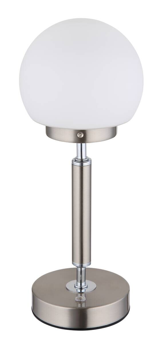 GLOBO LED-Tischleuchte Opal nickel matt Kunststoff Metall Glas H/D: ca. 28,5x11,5 cm 1 Brennstellen