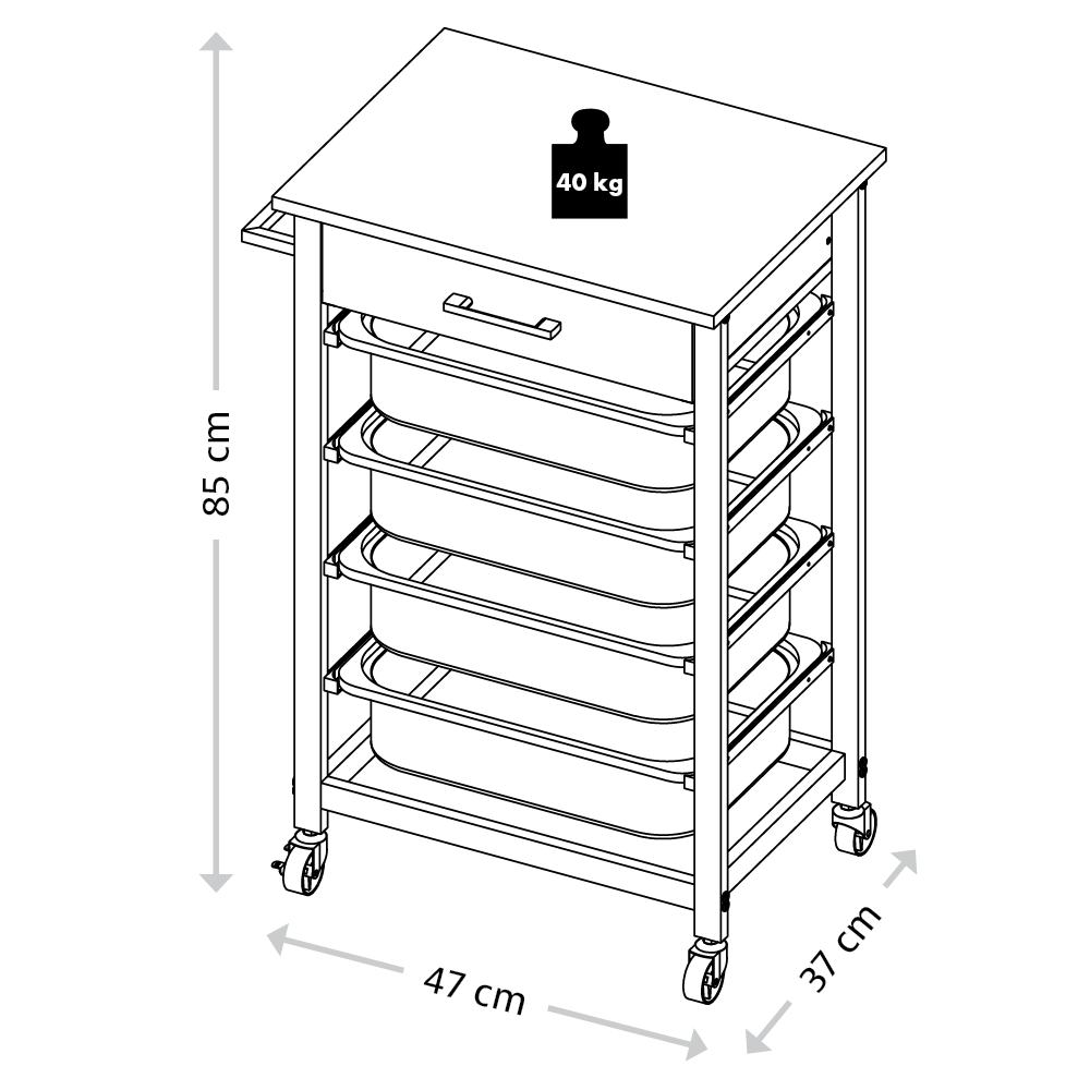 Kesper Küchenwagen natur Spanplatte B/H/T: ca. 47x85x37 cm