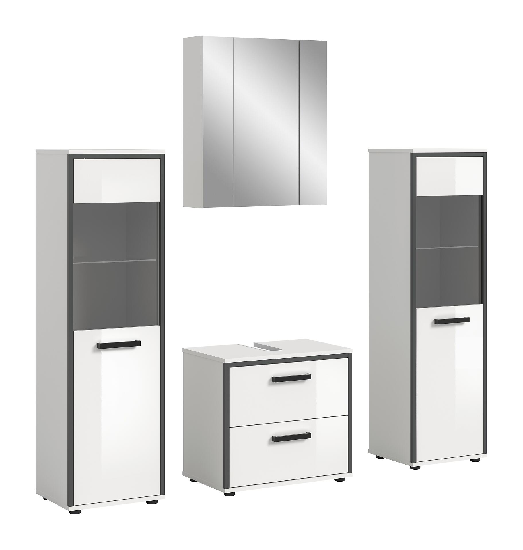 Badblock KOJAK weiß Hochglanz anthrazit grau B/H/T: ca. 171x188x37 cm