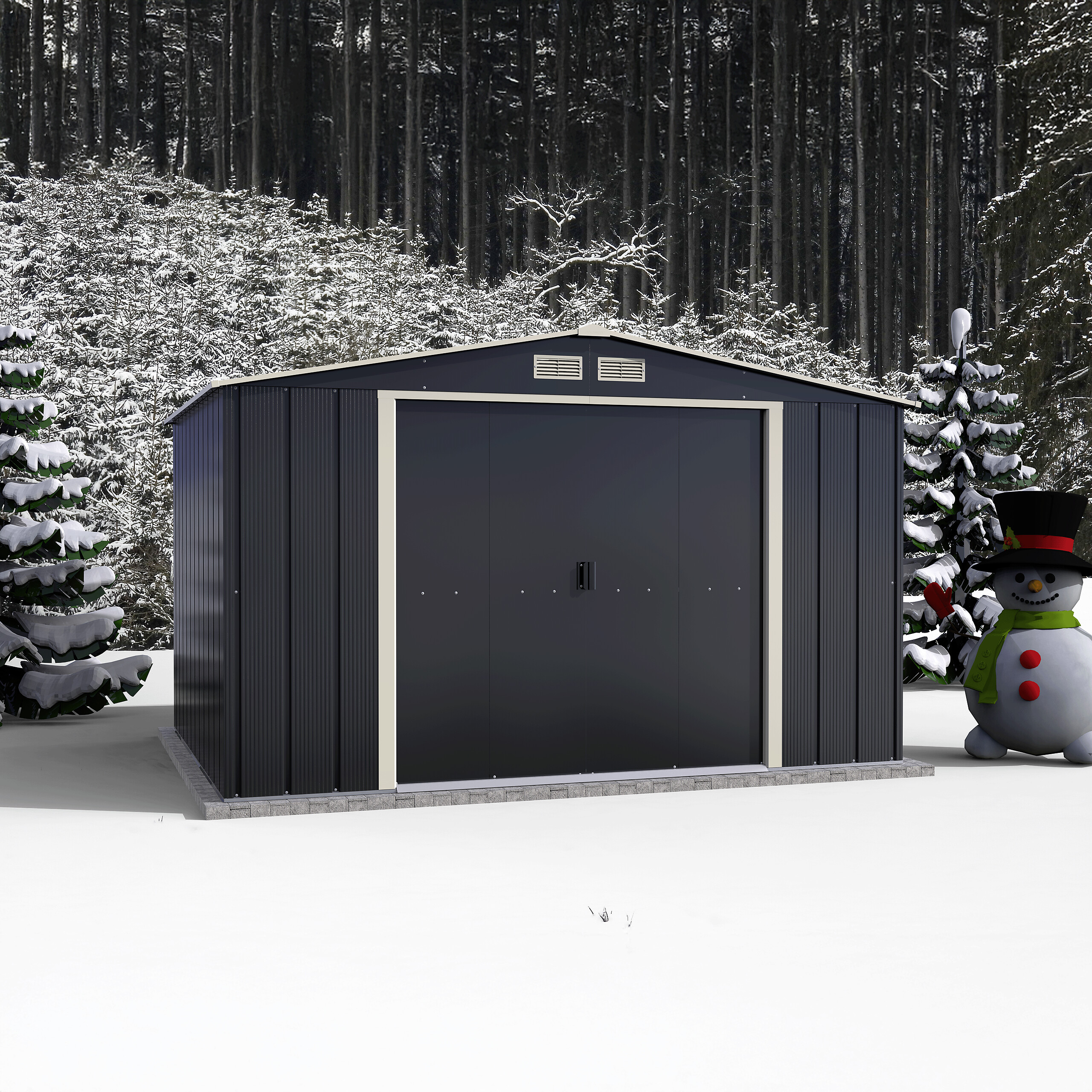 VCM Gerätehaus anthrazit B/H/L: ca. 322x196x234 cm