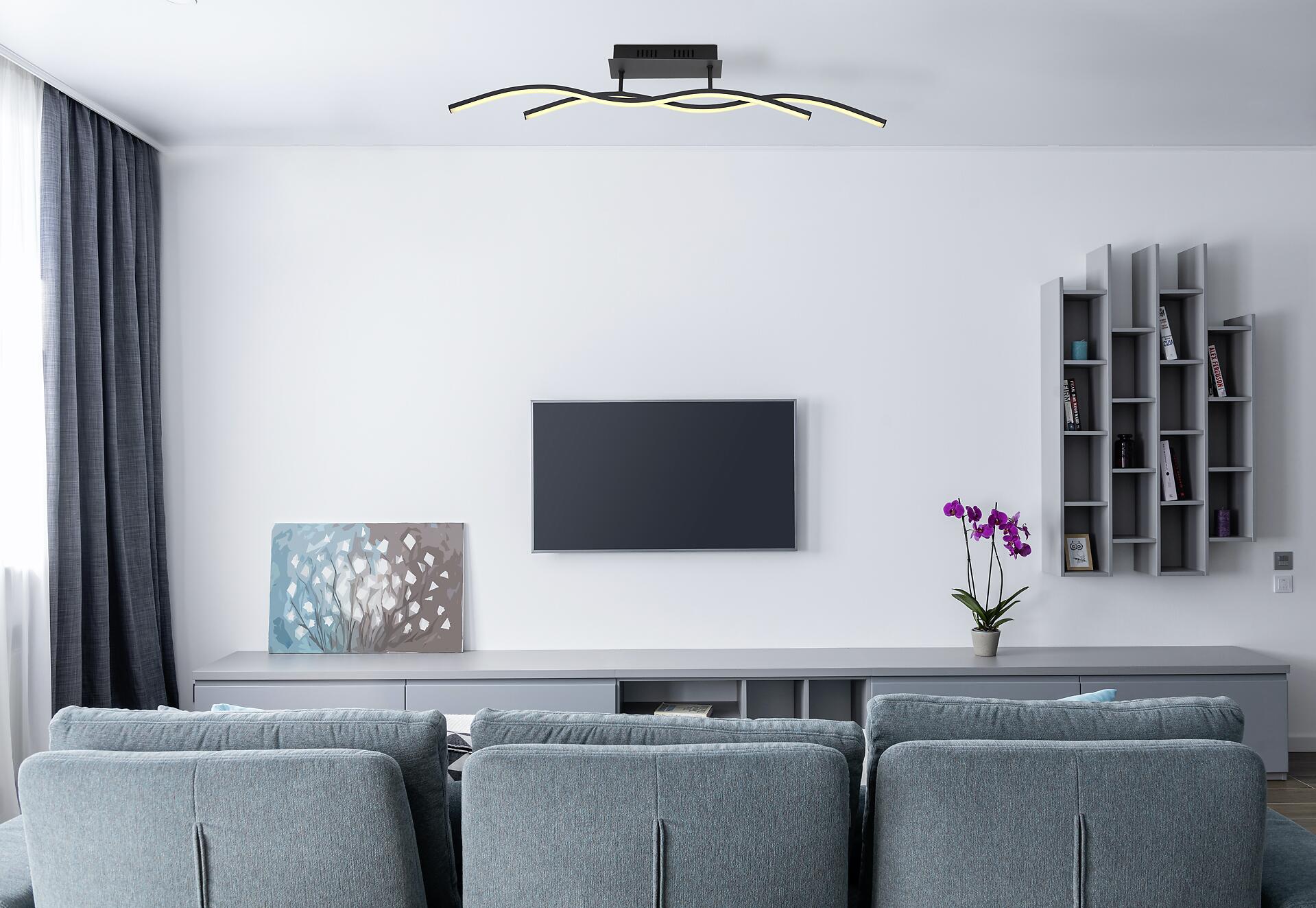 GLOBO Deckenleuchte MARIUS 67172D schwarz Metall Kunststoff B/H/T: ca. 88x15,5x8 cm