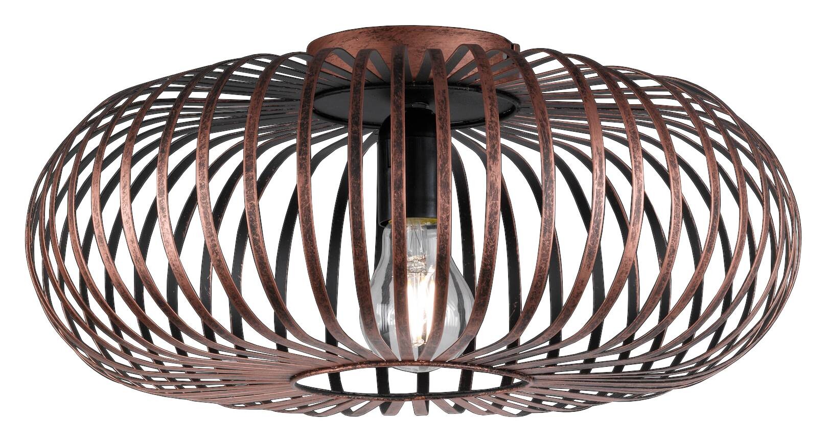 TRIO Deckenleuchte Johann Kupfer Metall H/D: ca. 17x40 cm 1 Brennstellen