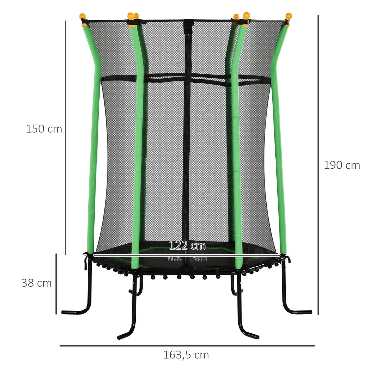 HOMCOM Kindertrampolin grün B/H/L: ca. 163,5x190x163,5 cm