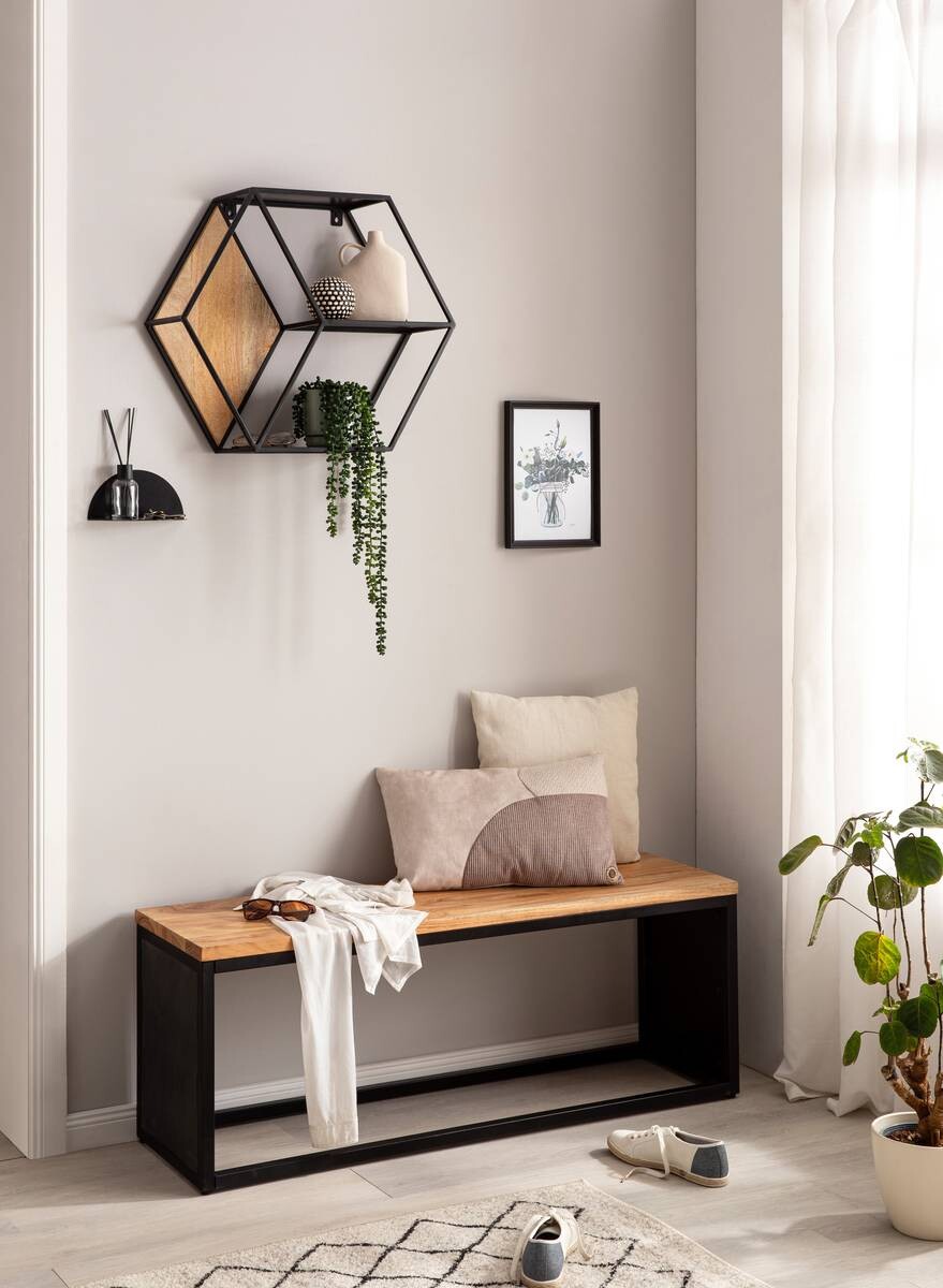 Sitzbank schwarz B/H/T: ca. 120x45x35 cm