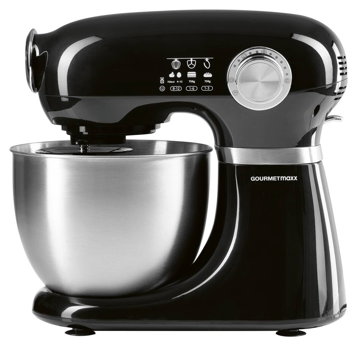 GOURMETmaxx Küchenmaschine schwarz Edelstahl B/H/L: ca. 26x38x41 cm