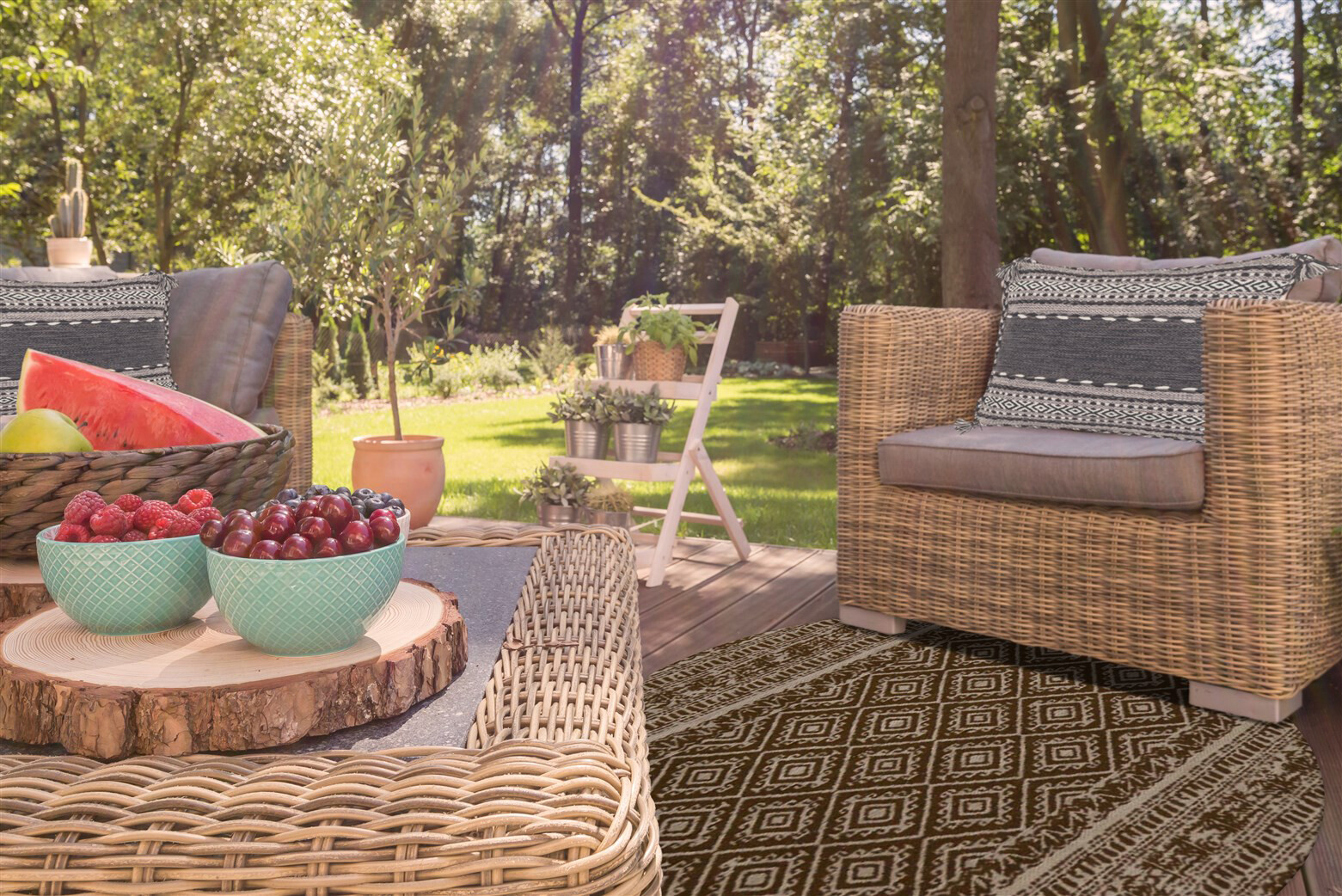 Kayoom Flachgewebeteppich Sunny 110 braun B/L: ca. 120x120 cm