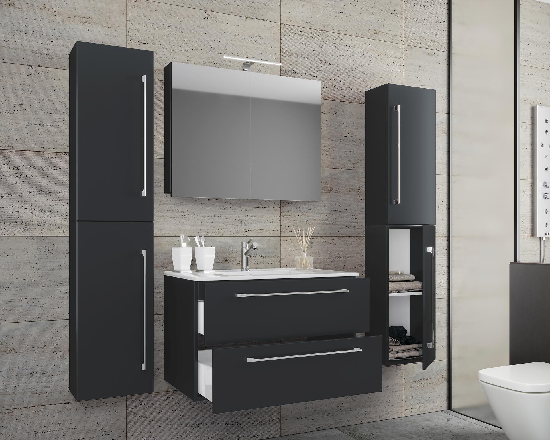 Waschplatz 5tlg-Badinos schwarz B/H/T: ca. 60x50x46 cm