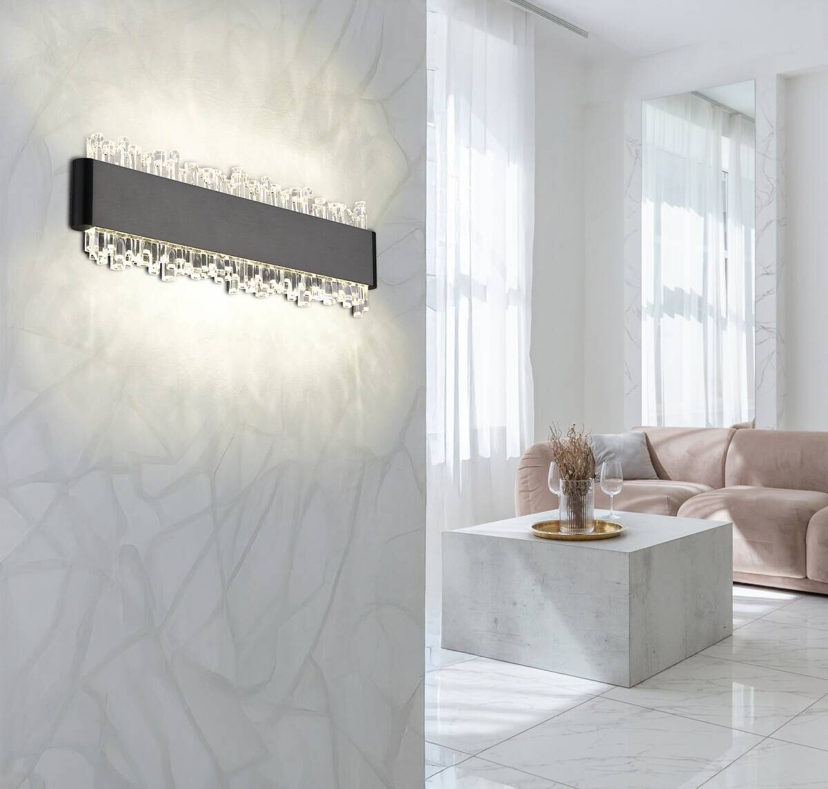 GLOBO Wandleuchte schwarz grau Aluminium Metall B/H/L: ca. 6,5x30,5x14,5 cm