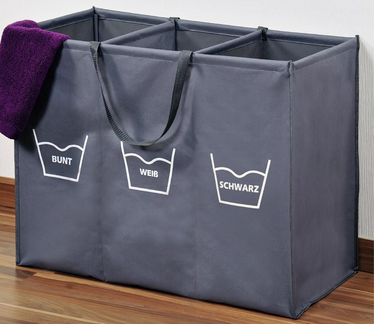 Kesper Wäschesammler grau Polyester B/H/L: ca. 36x60x74 cm