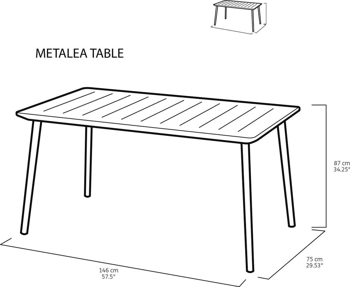 Keter Gartentisch Metalea schwarz Kunststoff B/H/L: ca. 87x75x147 cm