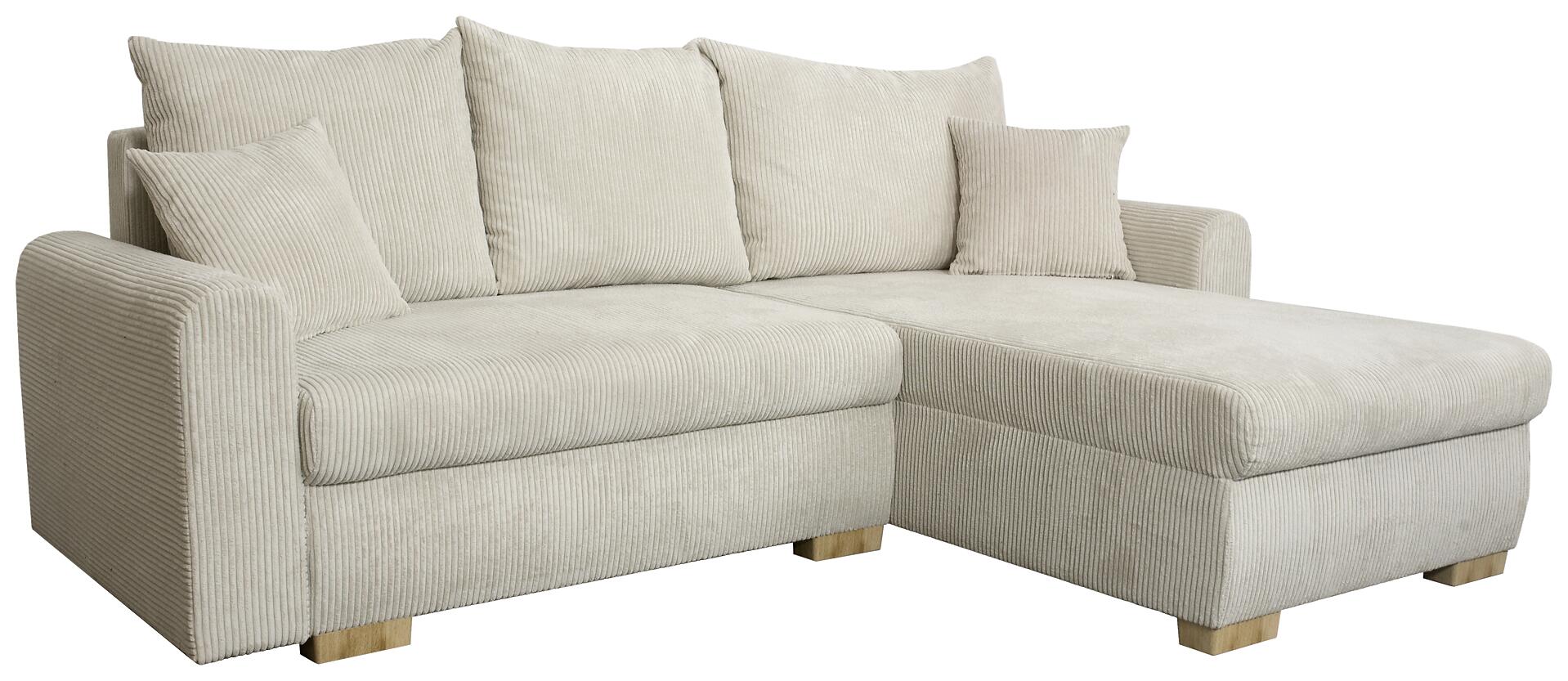 Ecksofa mit Bettfunktion und Bettkasten beige B/H/T: ca. 224,5x90x168 cm
