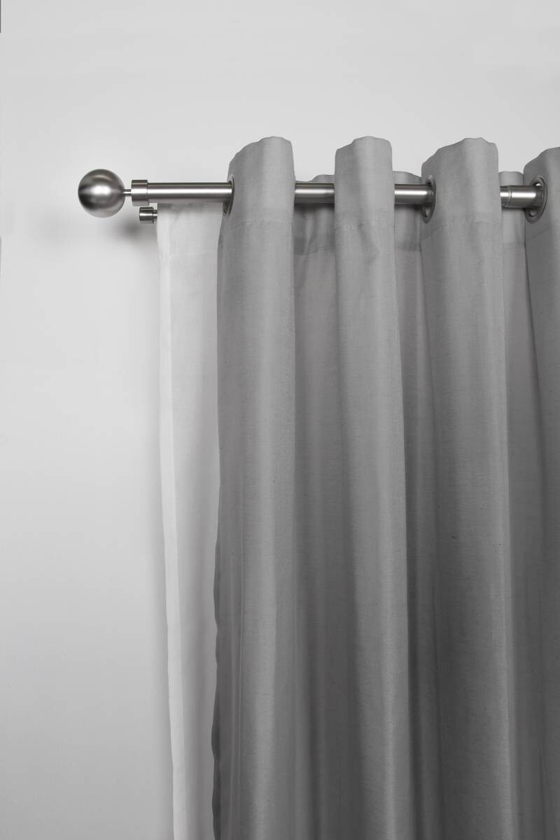 Gardinenstange Edelstahloptik Metall ausziehbar von ca. 190 bis 360 cm 2.0 Läufe