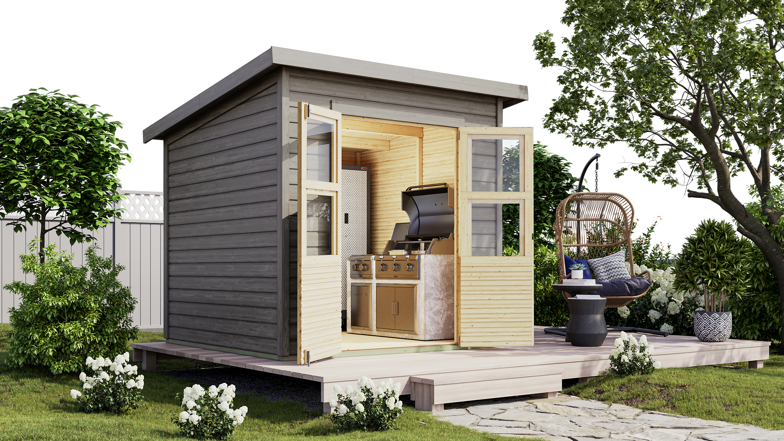 Karibu Gartenhaus Tony 1 grau B/H/L: ca. 214x219x210 cm