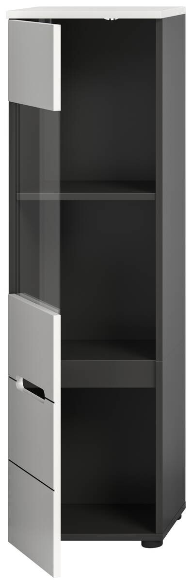 Vitrine Canu basaltgrau weiß B/H/T: ca. 36x125x33 cm