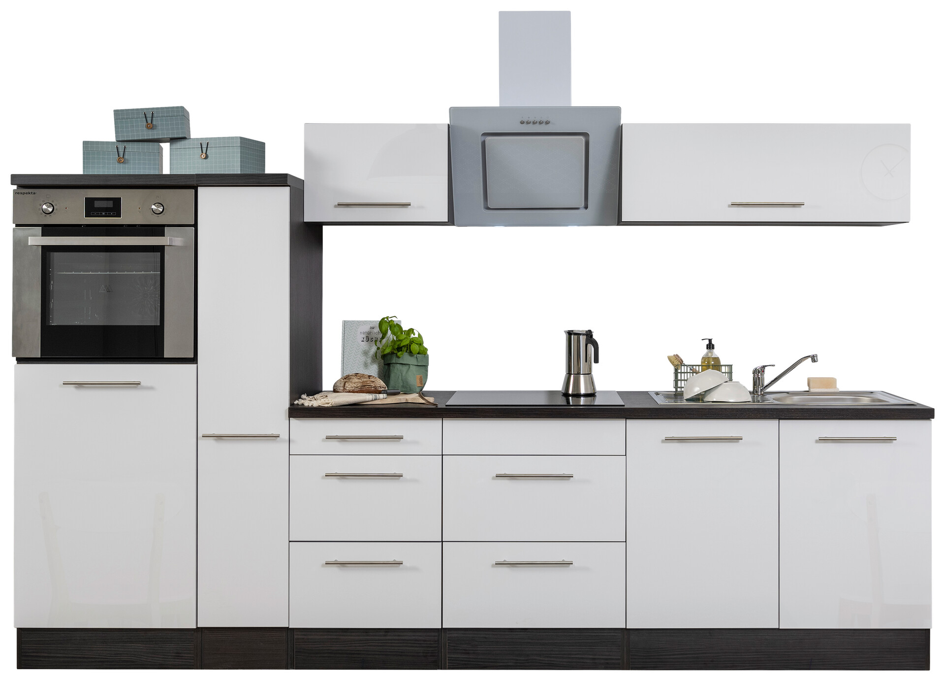 Respekta Küchenblock Amanda weiß Hochglanz B/H/T: ca. 300x200x60 cm