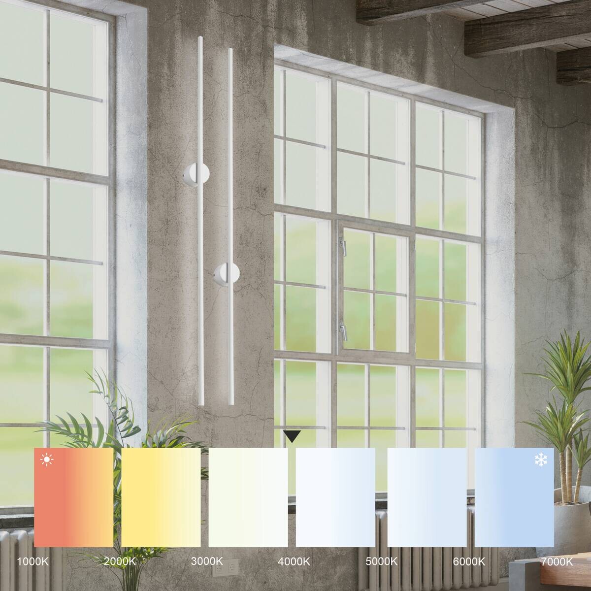 Lamkur LED-Wandleuchte weiß PVC Holz B/H/L: ca. 7x120x7 cm