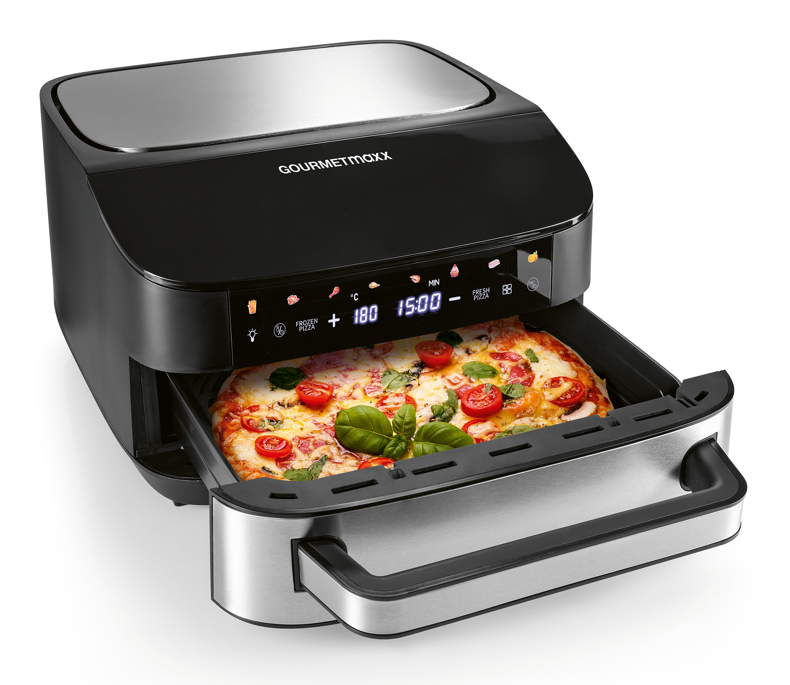 GOURMETmaxx Heißluftfritteuse XXL schwarz Edelstahl B/H/L: ca. 41x24x32,5 cm ca. 7 l