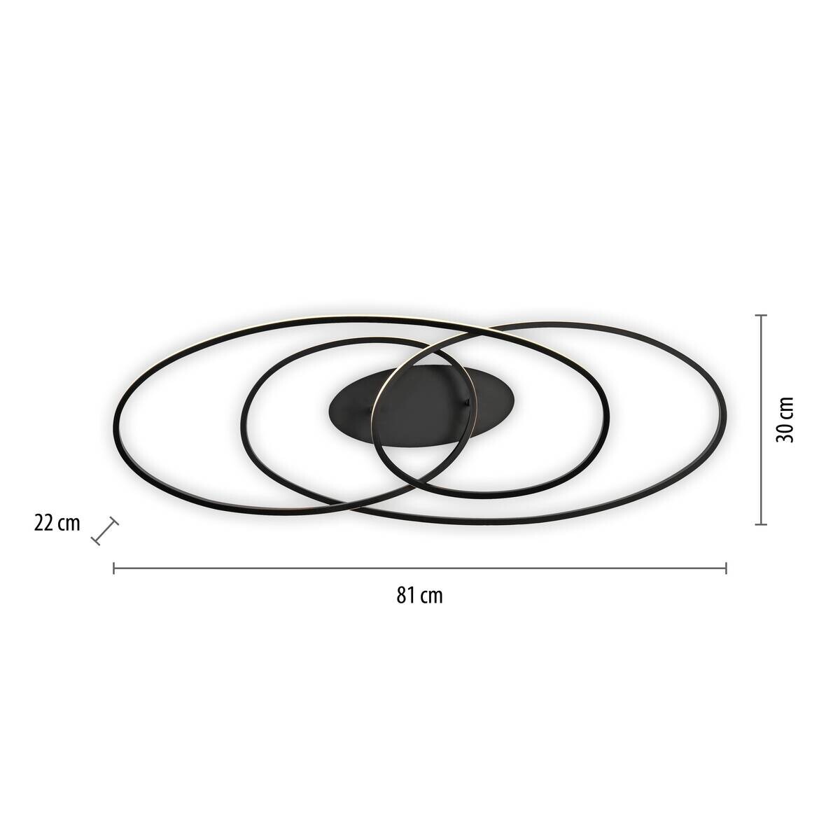 Just Light LED-Deckenleuchte Lumaca schwarz B/H/L: ca. 30,5x22,5x81 cm